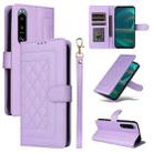 For Sony Xperia 5 III Diamond Lattice Leather Flip Phone Case(Light Purple) - 1