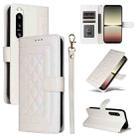 For Sony Xperia 5 IV Diamond Lattice Leather Flip Phone Case(White) - 1