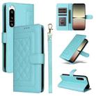 For Sony Xperia 5 IV Diamond Lattice Leather Flip Phone Case(Mint Green) - 1