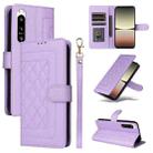 For Sony Xperia 5 IV Diamond Lattice Leather Flip Phone Case(Light Purple) - 1