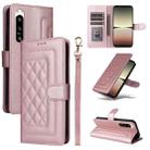 For Sony Xperia 5 IV Diamond Lattice Leather Flip Phone Case(Rose Gold) - 1