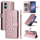 For Sony Xperia 5 V Diamond Lattice Leather Flip Phone Case(Rose Gold) - 1