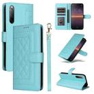 For Sony Xperia 10 II Diamond Lattice Leather Flip Phone Case(Mint Green) - 1