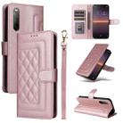 For Sony Xperia 10 II Diamond Lattice Leather Flip Phone Case(Rose Gold) - 1