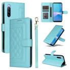 For Sony Xperia 10 III Diamond Lattice Leather Flip Phone Case(Mint Green) - 1