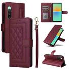 For Sony Xperia 10 IV Diamond Lattice Leather Flip Phone Case(Wine Red) - 1