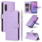 For Sony Xperia 10 V Diamond Lattice Leather Flip Phone Case(Light Purple) - 1