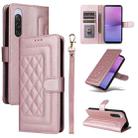 For Sony Xperia 10 V Diamond Lattice Leather Flip Phone Case(Rose Gold) - 1