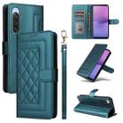 For Sony Xperia 10 V Diamond Lattice Leather Flip Phone Case(Green) - 1