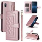 For Sony Xperia Ace III Diamond Lattice Leather Flip Phone Case(Rose Gold) - 1