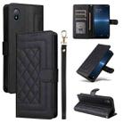 For Sony Xperia Ace III Diamond Lattice Leather Flip Phone Case(Black) - 1