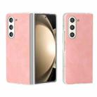 For Samsung Galaxy Z Fold5 5G PU Leather Frosted Transparent Edge Phone Case(Pink) - 1