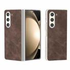For Samsung Galaxy Z Fold5 5G PU Leather Frosted Transparent Edge Phone Case(Coffee) - 1
