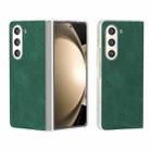 For Samsung Galaxy Z Fold5 5G PU Leather Frosted Transparent Edge Phone Case(Green) - 1