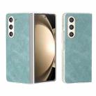 For Samsung Galaxy Z Fold5 5G PU Leather Frosted Transparent Edge Phone Case(Light Blue) - 1