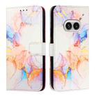 For Nothing Phone 2a PT003 Marble Pattern Flip Leather Phone Case(Galaxy Marble White) - 1