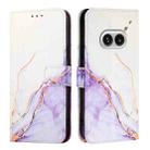 For Nothing Phone 2a PT003 Marble Pattern Flip Leather Phone Case(White Purple) - 1