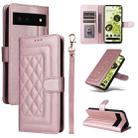 For Google Pixel 6 Diamond Lattice Leather Flip Phone Case(Rose Gold) - 1