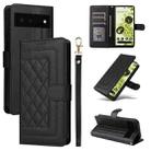 For Google Pixel 6 Diamond Lattice Leather Flip Phone Case(Black) - 1