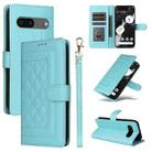 For Google Pixel 7 Diamond Lattice Leather Flip Phone Case(Mint Green) - 1