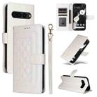 For Google Pixel 7 Pro Diamond Lattice Leather Flip Phone Case(White) - 1