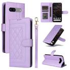 For Google Pixel 7a Diamond Lattice Leather Flip Phone Case(Light Purple) - 1