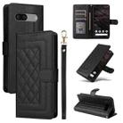 For Google Pixel 7a Diamond Lattice Leather Flip Phone Case(Black) - 1