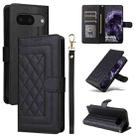 For Google Pixel 8 Diamond Lattice Leather Flip Phone Case(Black) - 1