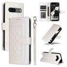 For Google Pixel 8a Diamond Lattice Leather Flip Phone Case(White) - 1