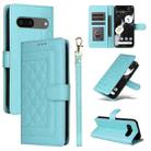 For Google Pixel 8a Diamond Lattice Leather Flip Phone Case(Mint Green) - 1