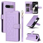 For Google Pixel 8a Diamond Lattice Leather Flip Phone Case(Light Purple) - 1