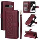For Google Pixel 8a Diamond Lattice Leather Flip Phone Case(Wine Red) - 1