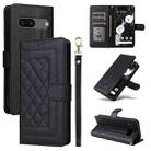 For Google Pixel 8a Diamond Lattice Leather Flip Phone Case(Black) - 1