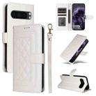 For Google Pixel 9 Diamond Lattice Leather Flip Phone Case(White) - 1