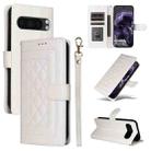 For Google Pixel 9 Pro Diamond Lattice Leather Flip Phone Case(White) - 1