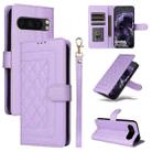 For Google Pixel 9 Pro Diamond Lattice Leather Flip Phone Case(Light Purple) - 1