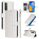 For Huawei P Smart 2021 Diamond Lattice Leather Flip Phone Case(White) - 1