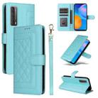 For Huawei P Smart 2021 Diamond Lattice Leather Flip Phone Case(Mint Green) - 1