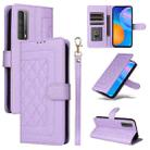For Huawei P Smart 2021 Diamond Lattice Leather Flip Phone Case(Light Purple) - 1
