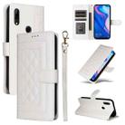 For Huawei P Smart Z Diamond Lattice Leather Flip Phone Case(White) - 1