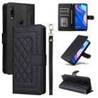 For Huawei P Smart Z Diamond Lattice Leather Flip Phone Case(Black) - 1