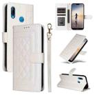 For Huawei P20 Lite Diamond Lattice Leather Flip Phone Case(White) - 1