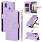 For Huawei P20 Lite Diamond Lattice Leather Flip Phone Case(Light Purple) - 1