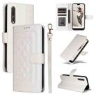 For Huawei P20 Pro Diamond Lattice Leather Flip Phone Case(White) - 1