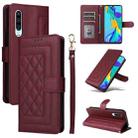 For Huawei P30 Diamond Lattice Leather Flip Phone Case(Wine Red) - 1