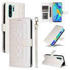 For Huawei P30 Pro Diamond Lattice Leather Flip Phone Case(White) - 1