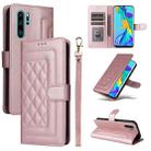 For Huawei P30 Pro Diamond Lattice Leather Flip Phone Case(Rose Gold) - 1