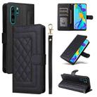 For Huawei P30 Pro Diamond Lattice Leather Flip Phone Case(Black) - 1