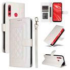 For Huawei Enjoy 9s Diamond Lattice Leather Flip Phone Case(White) - 1