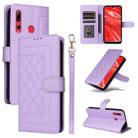 For Huawei Enjoy 9s Diamond Lattice Leather Flip Phone Case(Light Purple) - 1